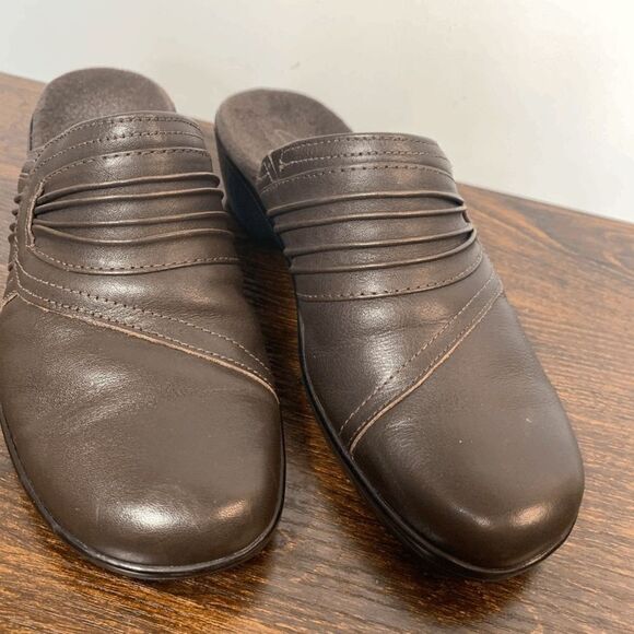 Clarks Bendables Brown Leather Mule Size - Picture 7 of 9